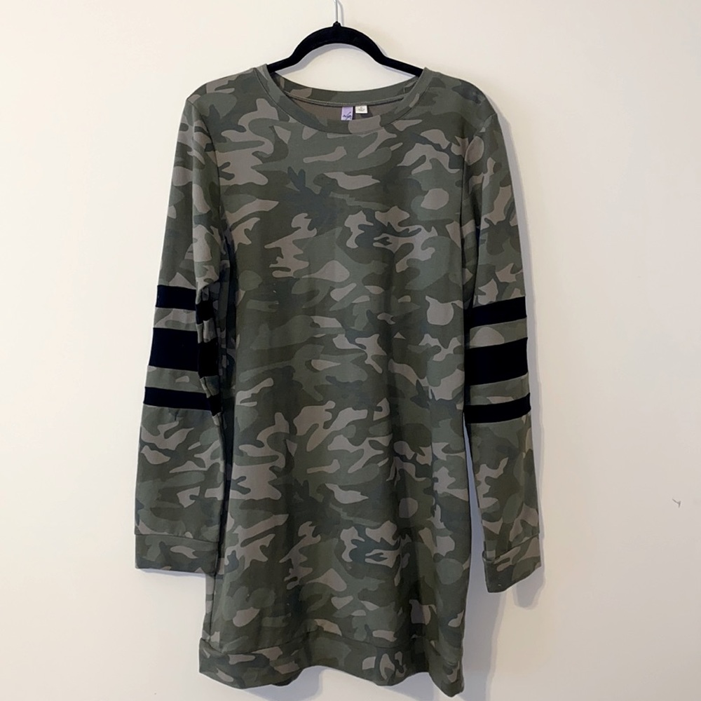 Francescas Camo Sweater Dress
